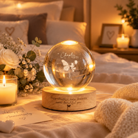 Personalized Chapter Birthday Crystal Ball Lamp,Custom Birth Flower Night Light,30th Birthday Keepsake,Chapter 50 Gift for Women/Mom