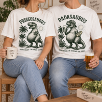 Funny Dinosaur Pregnancy Couple Shirts for Expecting Parents, Preggosaurus Dadasaurus Matching Tees, Pregnancy Announcement Gift