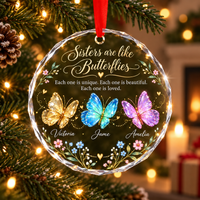 Personalized Sisters Ornament, Butterfly Name Keepsake, Custom Sister Christmas Gift, Sisters Butterfly Ornament, Personalized Name Keepsake
