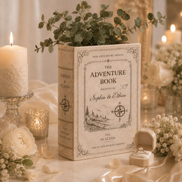Personalized Love Story Book Vase, Custom Wedding Gift for Couple, Bridal Shower Gift