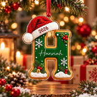 Personalized Gingerbread Letter Acrylic Ornament – Custom Name Christmas Gift