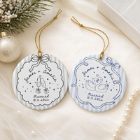 Personalized Ceramic Ornament for Engaged Couples, Custom Names & Date Engagement Keepsake, Wedding Gift for Bride & Groom