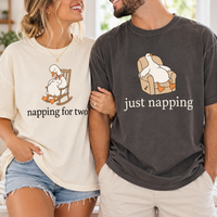 Napping for Two & Just Napping Silly Goose Pregnancy Couple Tees
