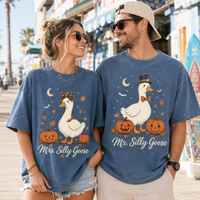 Matching Silly Goose Couple Shirts for Halloween, Mr & Mrs Goose T-Shirts, Funny Pumpkin Fall Couple Outfit, Halloween Gift for Couples