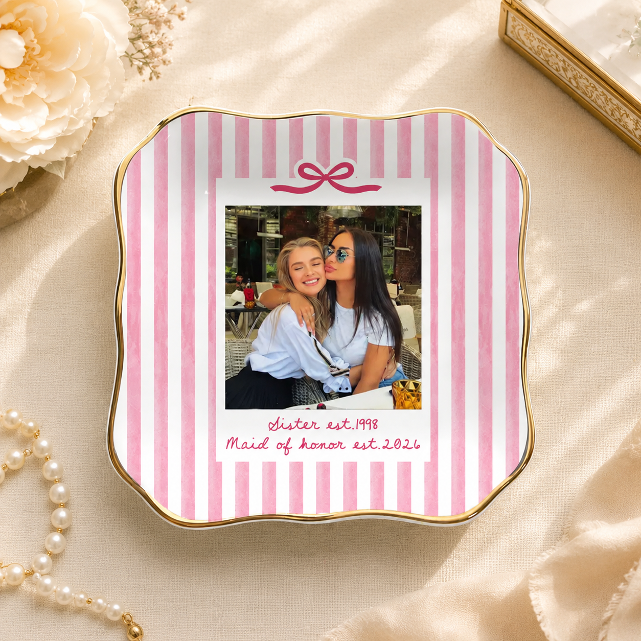 Personalized Bridesmaid Jewelry Dish, Custom Photo Best Friend Gift, Maid of Honor Keepsake, Bridesmaid Proposal Gift, Wedding Party Gift