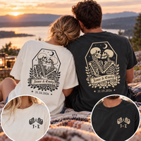 Personalized Til Death Couple Shirts, Custom Skeleton Wedding Tees, Names & Wedding Date, Gothic Newlywed Gift