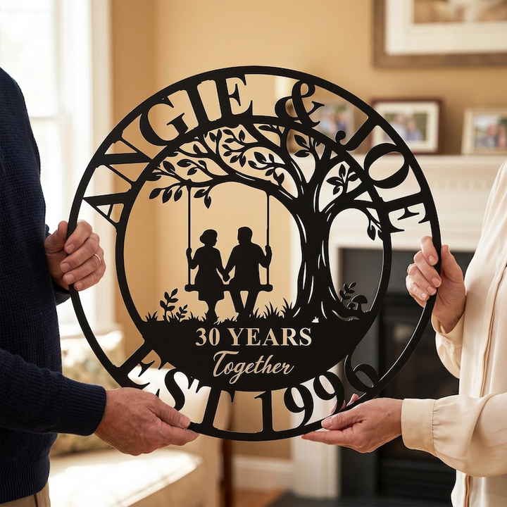 Personalized Metal Sign for Wedding Anniversary, Custom Couple Names Years Together & Established Year, Anniversary Gift for Parents Grandparents