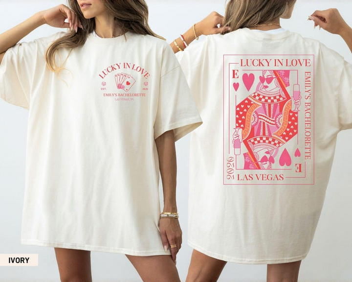 Lucky in Love Bachelorette Shirt,  Las Vegas Girls Trip T- Shirt, Casino Night Tee, Custom Bridal Party Tshirts