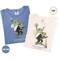 Just Married Frog Matching Scooter Shirt, Mr and Mrs Couple T-Shirt, Toad Frog Shirt, Wifey Hubby Shirt, Bride Groom Gift, Funny couple Tee