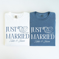 Custom Just Married Shirt ,Matching Couples Shirt Honeymoon Tees Mr and Mrs Gift for Newlyweds