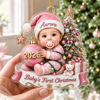 Custom Baby’s First Christmas Ornament 2026, Custom Baby Name Acrylic Ornament, First Christmas Keepsake, Newborn Baby Gift