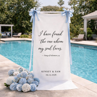 Personalized Wedding Tapestry for Ceremony, Song of Solomon 3:4 Wedding Banner, Custom Couple Names & Date Welcome Sign