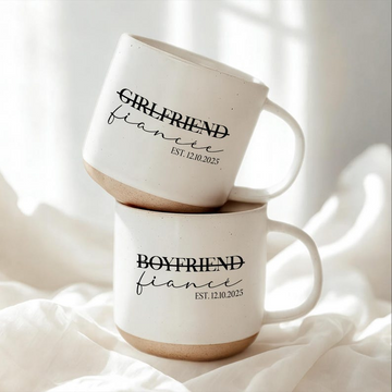 Personalised Engagement Pottery Mug, Custom Wedding Mugs, Custom Fiance and Fiancee Mug, Engagement Gifts, Gift for Fiance & Fiancee