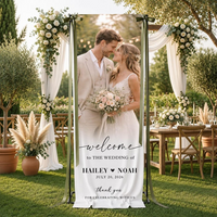 Personalized Linen Wedding Welcome Sign with Photo, Custom Couple Names & Date Wedding Banner, Ceremony Entrance Decor