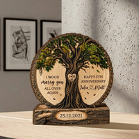 Personalized Couple Tree Wooden Block, Wood Anniversary Gift For Couples, Wedding Gift for Wife Husband,Family Keepsake,5th Anniversary Gift