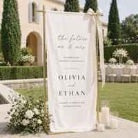 Personalized Linen Engagement Welcome Sign, Future Mr & Mrs Engagement Party Decor,  Custom Couple Names Date & Venue Banner