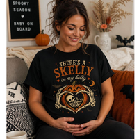 There's A Skelly In My Belly Shirt, Halloween Maternity Shirt, Pregnant Halloween Tee, Pumpkin Baby Skeleton, Mom To Be Gift, Fall Pregnancy