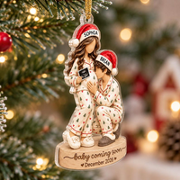 Personalized Pregnancy Family Ornament, Expecting Family Christmas Keepsake, New Mom Dad Xmas 2026 Gifts, Pregnancy Annoucement Gift