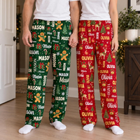 Personalized Christmas Name Pajama Pants – Matching Family Holiday Gift