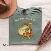 Pregnancy Reveal Couple Shirts, Funny Medieval Frog Tshirt, Matching Expecting Parents Shirts, Baby Announcement Set, Hear Ye Hear Ye Tees