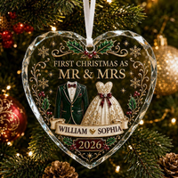 First Christmas as Mr and Mrs Ornament, Personalized Newlywed Ornament, Custom Names Wedding Keepsake 2026
