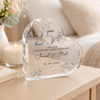 Personalized Heart Acrylic Plaque Keepsake for 25th Anniversary, Custom Couple Names & Wedding Date Silver Anniversary Gift for Parents Grandparents