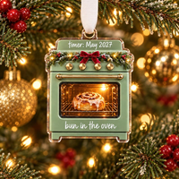 Personalized Bun in the Oven Ornament, Pregnancy Announcement Christmas Gift, Expecting Parents Baby Reveal, Custom Due Date Mom to Be Gifts