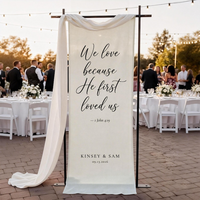 Personalized Wedding Tapestry for Christian Wedding Ceremony, 1 John 4:19 Fabric Banner, Custom Couple Names & Date Wedding Decor