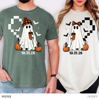 Custom Halloween Ghost Couples Shirt Personalized Spooky Wedding Date Matching Tees matt