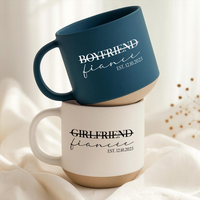 Personalised Engagement Pottery Mug, Custom Wedding Mugs, Custom Fiance and Fiancee Mug, Engagement Gifts, Gift for Fiance & Fiancee