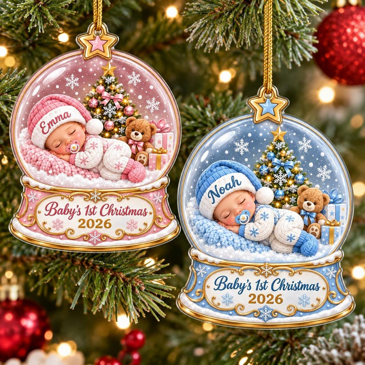 Personalized First Christmas 2026 Acrylic Ornament, Custom Baby Name Keepsake, Newborn Christmas Gift, New Baby Gift