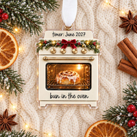 Personalized Bun in the Oven Ornament, Pregnancy Announcement Christmas Gift, Expecting Parents Baby Reveal, Custom Due Date Mom to Be Gifts