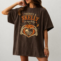 There's A Skelly In My Belly Shirt, Halloween Maternity Shirt, Pregnant Halloween Tee, Pumpkin Baby Skeleton, Mom To Be Gift, Fall Pregnancy