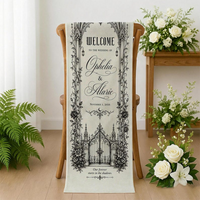 Personalized Gothic Wedding Linen Tapestry,  Custom Couple Names & Date Ceremony Sign