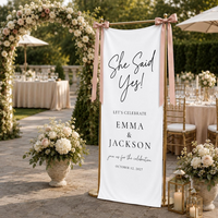 Personalized Linen Engagement Welcome Sign, She Said Yes Custom Couple Names & Date Banner, Engagement Party Celebration Decor