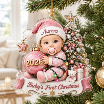 Custom Baby’s First Christmas Ornament 2026, Custom Baby Name Acrylic Ornament, First Christmas Keepsake, Newborn Baby Gift