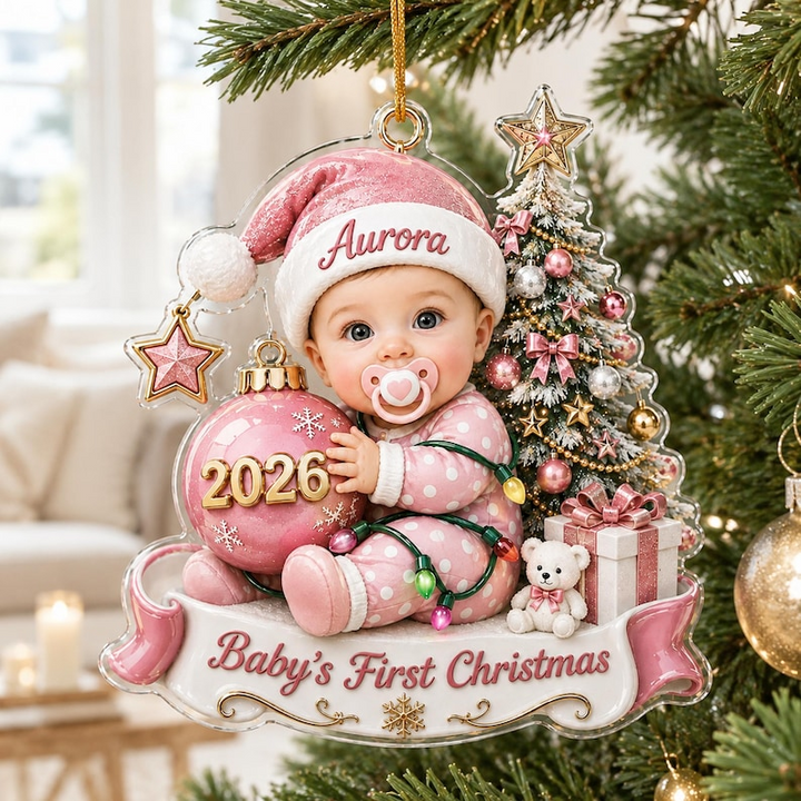 Custom Baby’s First Christmas Ornament 2026, Custom Baby Name Acrylic Ornament, First Christmas Keepsake, Newborn Baby Gift