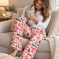 Personalized Christmas Name Pajama Pants – Matching Family Holiday Gift