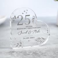Personalized Heart Acrylic Plaque Keepsake for 25th Anniversary, Custom Couple Names & Wedding Date Silver Anniversary Gift for Parents Grandparents