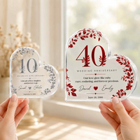 Personalized Heart Acrylic Plaque Keepsake for Wedding Anniversary, Custom Couple Names Date & Message Plaque, 10th 20th 30th 40th 50th Anniversary Gift