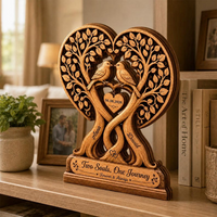 Personalized Couple Tree with Birds Wooden Plaque, Custom Anniversary Gift, Wedding Decor