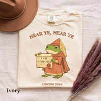 Pregnancy Reveal Couple Shirts, Funny Medieval Frog Tshirt, Matching Expecting Parents Shirts, Baby Announcement Set, Hear Ye Hear Ye Tees