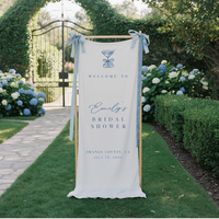 Personalized Cotton Linen Tapestry Bridal Shower Welcome Sign for Bridal Shower, Custom Bride Name Date & Location Fabric Banner, Garden Party Decor