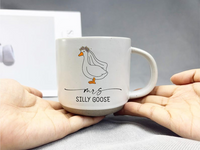 Mr. and Mrs. Silly Goose Pottery Mug , Funny Wedding Pottery Mug Gift for Newlyweds, Cute  Wedding Mug Gift for Couples