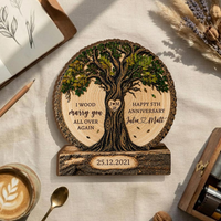 Personalized Couple Tree Wooden Block, Wood Anniversary Gift For Couples, Wedding Gift for Wife Husband,Family Keepsake,5th Anniversary Gift