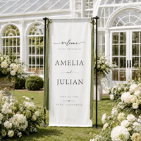 Personalized Wedding Welcome Tapestry for Ceremony, Custom Couple Names Date & Location Banner, Elegant Fabric Wedding Sign