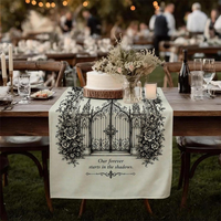 Personalized Gothic Wedding Linen Tapestry,  Custom Couple Names & Date Ceremony Sign