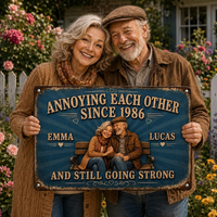 Personalized Couple Photo Annoying Each Other Since Year And Still Going Strong Metal Sign, Custom Wedding Anniversary Gift for Wife Husband