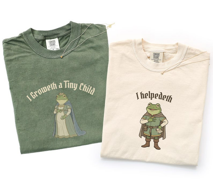 Funny Pregnancy Frog Shirts, Matching Medieval Frog Couple Tees, Expecting Mom Dad Gift