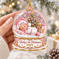 Personalized First Christmas 2026 Acrylic Ornament, Custom Baby Name Keepsake, Newborn Christmas Gift, New Baby Gift